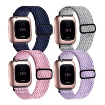 4 Pack Stretchy Bands Compatible With Fitbit Versa/Versa Lite/Versa 2 Ba... - £14.87 GBP