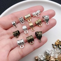 10 Pendant Bails Jewelry Bails Antiqued Silver Bronze Gold Black Hang Ba... - $8.42