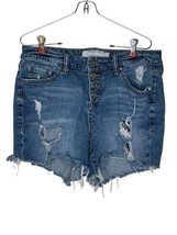 Torrid Women&#39;s Shorts Distressed Cut Off Denim Button Fly Jeans Blue Sz. 12 - £17.91 GBP