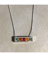 Dazzling 18k White Gold Multicolor Sapphire Bar Necklace (1.49ct) | El G... - $1,031.54