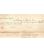 Ellis Island New York Architect 1902 Construction Document Voucher Contract - $289.11