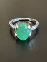 Green Jade Stone S925 Silver Plated Men Woman Statement Ring Jade Jewelry  - $15.00