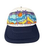 Life Is Good Tropical Sunset Palm Tree Trucker Hat Mesh Snapback Cap Bea... - $21.60