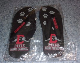 Dixie High School Greyhounds Black Flip Flops MEDIUM New Lebanon Ohio Paw Prints - £8.64 GBP