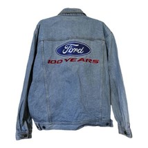JH Design Ford 100 Years Embroidered Mens Blue Denim Trucker Jean Jacket Size XL - £58.91 GBP