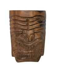 Vintage Hand Carved Wooden Hawaiian Tropical Tiki Mug Cup Tribal 5&quot; - £22.12 GBP