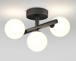 Artika Bloom 13&quot; 3-Light Modern Black LED 3CCT Flush Mount Ceiling Light... - $94.25
