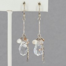RARE Retired Silpada Sterling Crystal &amp; Pearl PARTY TIME Dangle Earrings W2270 - £55.03 GBP