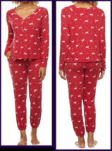 Nwt Ambrielle Red White Reindeer Holiday 2 Pc Warm Pajama Set Large Msrp $44 - £17.59 GBP