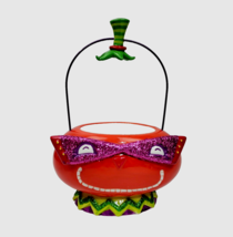 Dept 56 Halloween Masquerade Pumpkin Jack O Lantern 3D Candy Basket Glitter Mask - £19.76 GBP