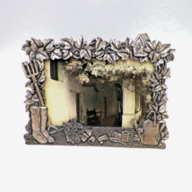 Gardening Theme Pewter Picture Frame Sixtrees 6 x 5 in Photo 5x3.5 in Birdhouse - £15.81 GBP