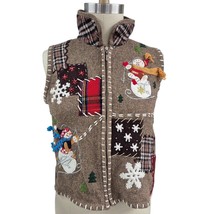 90s Designers Originals Studio Joy Wool  Blend Zipper Vest Winter  P/M S... - $43.66