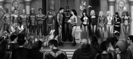 Nathan Szerdy Signed Art Print Superman Wonder Woman Wedding Batman Jla Flash - £38.65 GBP