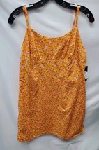  Women's Size XL Orange & Floral Print Mid Thigh Bodycon Sun Dress Fable Wild image 2
