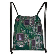 Cool Electronic Circuit Board Chip Print Drawstring Bag Women Men School... - £13.51 GBP