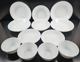 12 Pc Corelle Winter Frost White Pasta Soup Dessert Bowls Lot Microwavable Set - $88.77