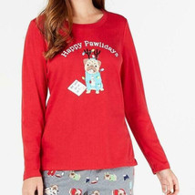 Family Pajamas Ladies Pawlidays Pullover Pajama Top Solid Red Size XS - £15.72 GBP