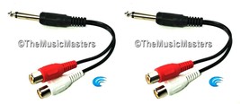 2 Pack 1/4&quot; Male Mono Plug to Dual RCA Jacks (F) Premium Audio Cable Wir... - $13.77