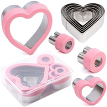 Heart Cookie Cutter Set,9 Piece Heart Shapes Stainless Steel Cookie Cutters Mold - £20.77 GBP