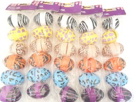 30 Animal Print Empty Plastic Easter Eggs Fillable 6 Assorted Colors Zebra Tig - £10.43 GBP