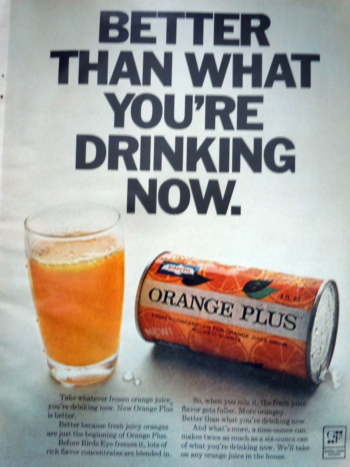 Birds Eye Orange Plus Frozen Juice Magazine Advertisement 1969 - $3.99