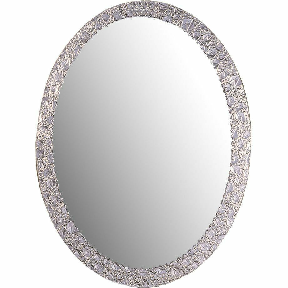 Mirror Oval Frame-Less Bathroom Vanity Wall Elegant Crystal Border Home Decor - $168.78