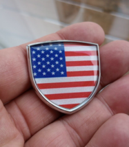 2pcs American Flag Small Shield Emblem Metal Sticker Badge Decal Car Truck  - £6.25 GBP