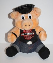 Harley Davidson Plush Biker Hog 9&quot; Hat Shirt Jean Stuffed Pig Toy Play by Play - $9.75