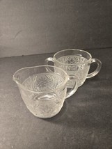 SET OF 2 - Vintage Anchor Hocking Sandwich Clear Glass Sugar Bowl &amp; Crea... - £10.64 GBP