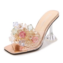 Summer Slippers Women  Crystal Ladies Slippers High Heels Wedding Party Outdoor  - £57.13 GBP