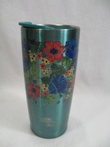 The Pioneer Woman Metal 20 Oz Travel Tumbler Teal Floral with Lid - £11.35 GBP
