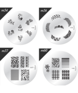 4Pack Konad Stamping Nail Art Round Image Plate 54/56/57/60 For Konad St... - $27.15 CAD