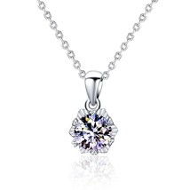 1.00Ctw Hexagram Snowflake Round Solitaire Moissanite Necklace 925 Silver Chain - £66.57 GBP