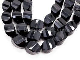 High Quality 6x12/8x12/8x16/ 10x14/10x20mm Faceted Twist Black Onyx Stones - £12.02 GBP+