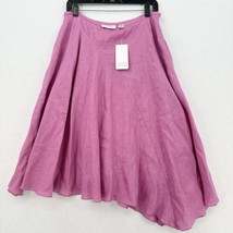 Dana Buchman Skirt Womens 10 Linen Midi Pink Asymmetrical Zip Coastal Barbie NEW - £50.29 GBP
