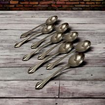 8 Place Oval Soup Spoons Oneida BANCROFT Stainless Glossy USA 6 7/8" Ridged - $44.87