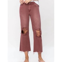 Vervet By Flying Monkey vintage cropped flare jeans in Russet Brown - $44.00