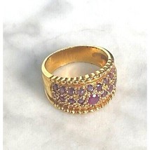 925 Sterling Silver Vermeil And Ruby Band Ring Size 7.75 Sky - $46.33