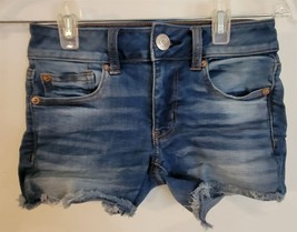 Womens 00 American Eagle Outfitters Distressed Blue Cut-Off Jean Midi Sh... - £8.72 GBP