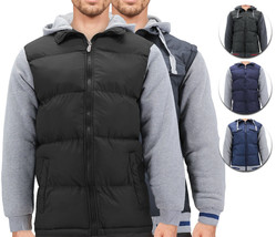 Men’s Premium Hybrid Puffer Utility Insulated Hooded Quilted Zipper Jacket - £21.42 GBP