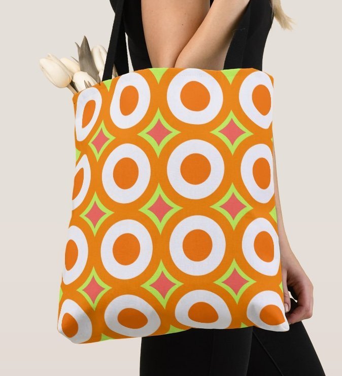 1960s Retro Swinging London-Style "Citron" Tote Bag - 16"l x 16"w