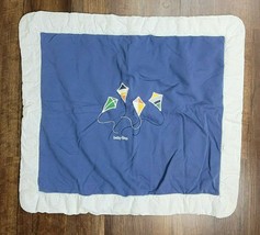 Baby Gap Boy Blue White Gingham Check Plaid Kite Cotton Blanket Vintage ... - $79.19