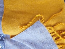 Two Color Pashmina Shawl Scarf, Yellow and Gray - 80&quot; x 25&quot; - £15.07 GBP