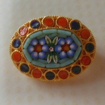 Vintage Micro Mosaic Millefiori Brooch Italy 1.25” x 1&quot; - £65.94 GBP