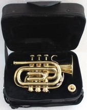 Pocket Trumpet With Brass Finish, Great Sounds, And A Gold Case. - £109.43 GBP
