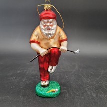 Blown Glass Angry Golfing Santa Breaking Golf Club Christmas Holiday Ornament - £15.54 GBP