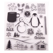Christmas Snowman Penguin Hot Chocolate House Gift Clear Stamps Scrapbook Card - £11.55 GBP