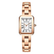 Square Vintage Roman Numerals Quartz Watch Steel With Bow Buckle - £51.42 GBP