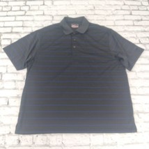 Grand Slam Polo Mens 2XB Black Blue Striped Short Sleeve Performance Golf Shirt - £14.33 GBP