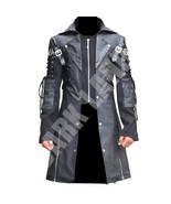 Black Steampunk Leather Coat Vampire Gothic Buckle Straps Coat Banned Zi... - $198.00